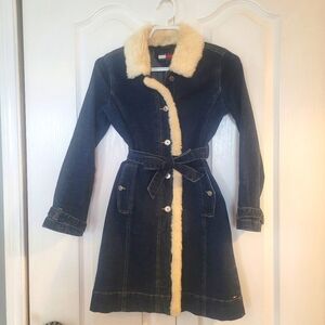 Tommy girl, long denim coat. Girls size medium